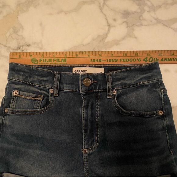 GARAGE Denim Shorts Retro High Waist rolled hem blue premium size 01 - Picture 7 of 10